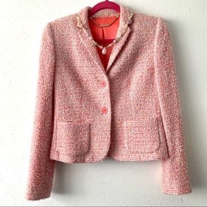 Elie Tahari Designer Brand Tweed Pink Blazer
Size 4